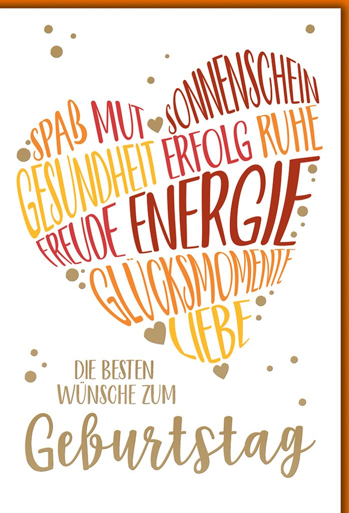 Geburtstag Wünscheherz Spaß Sonne Energie Liebe Glückwunschkarte mit Umschlag