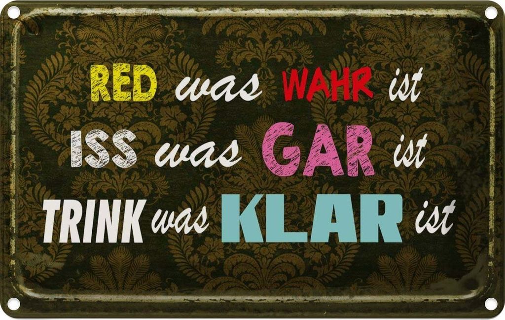 vianmo Blechschild 20x30 cm red was wahr iss gar trink klar Spruch Zitat