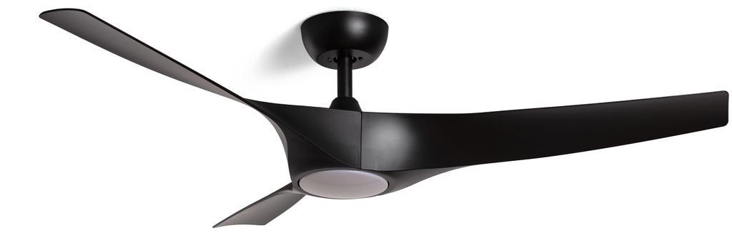 Deckenventilator Leise Egina Schwarz 132cm DC-Motor Wandschalter + Fernbedienung Mit Licht Nein