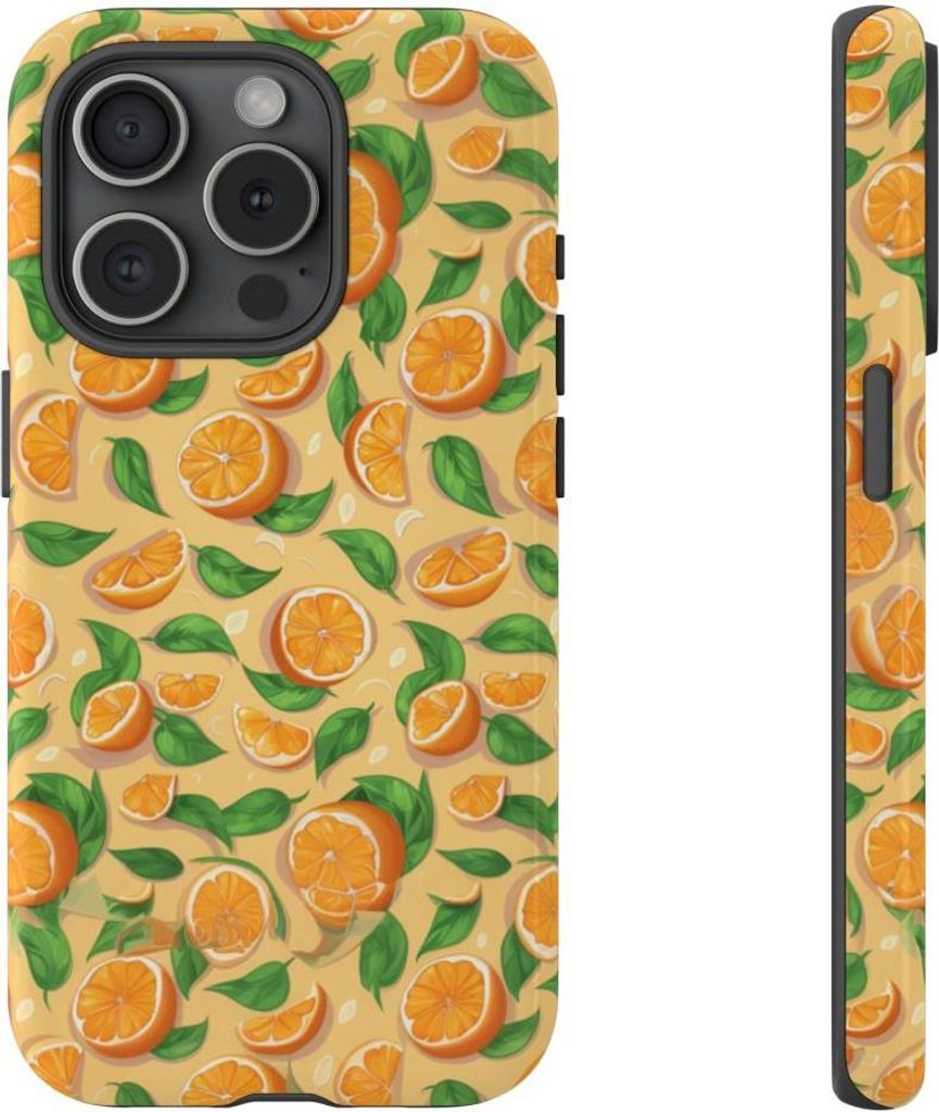 Fröhliches Orangenmuster – Hülle Kompatibel mit iPhone 15 Pro