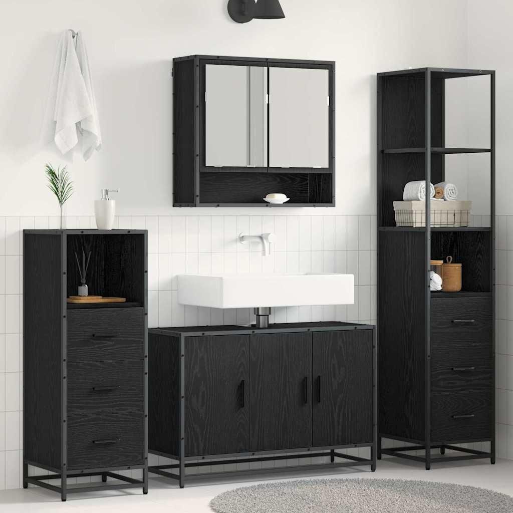 Maison Exclusive - Badezimmermöbel-Set 4 pcs Schwarz Eichen-Optik Holzwerkstoff
