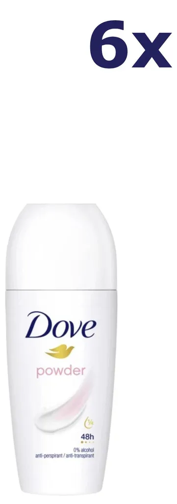 Dove Déodorant Roll On Poudre 50ml Lot de 6 Antitranspirant pour Femme