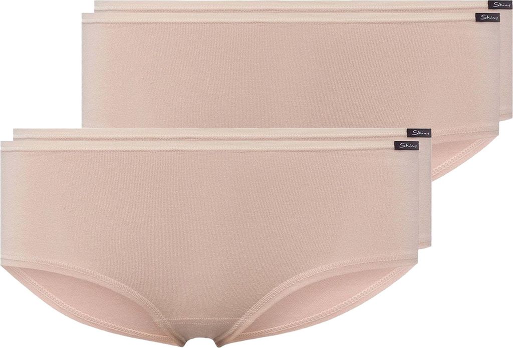SKINY Damen Panty, 4er Pack - Slip, Pants, Baumwolle Stretch, Basic Beige 2XL
