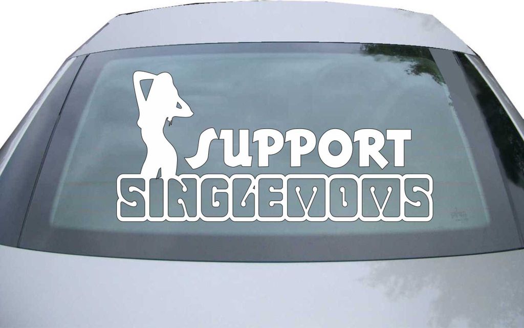 Indigos UG - Aufkleber Heckscheibe & Motorklappe DE2207 - weiß - 600x285 mm - Support Single Moms - Auto Scheiben Fenster Heckklappe Tuning Racing...