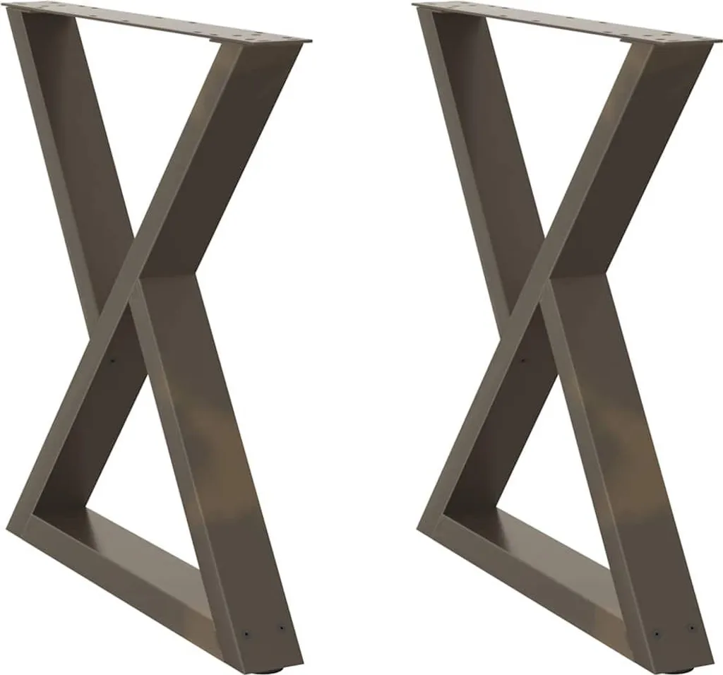 vidaXL Set 2 Gambe Tavolo Acciaio Naturale 80x73 cm | Industrial