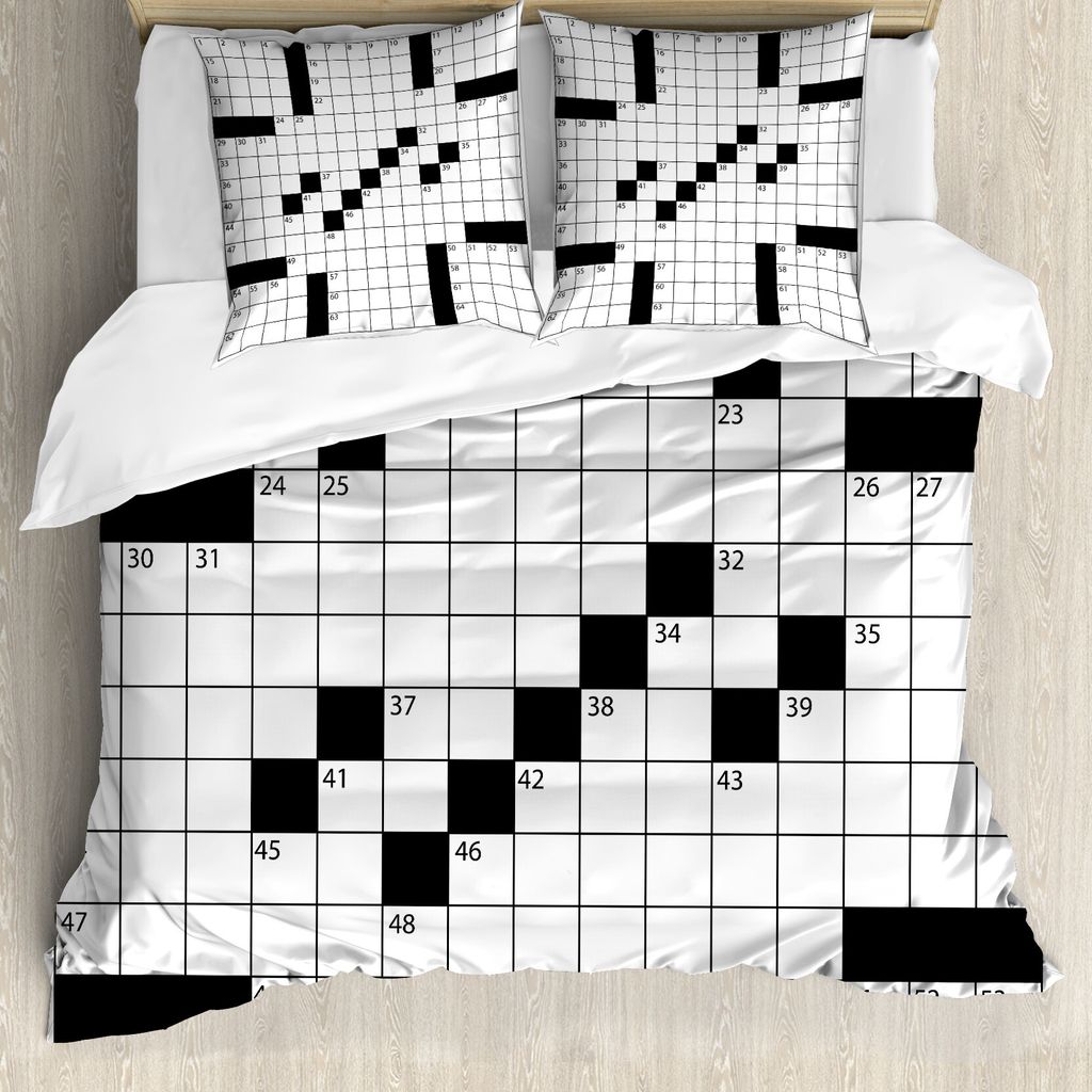 ABAKUHAUS Word Search Puzzle Bettbezug, Spielraster, Milbensicher Allergiker geeignet mit Kissenbezügen, 155 cm x 220 cm - 80 x 80 cm, Schwarz und...