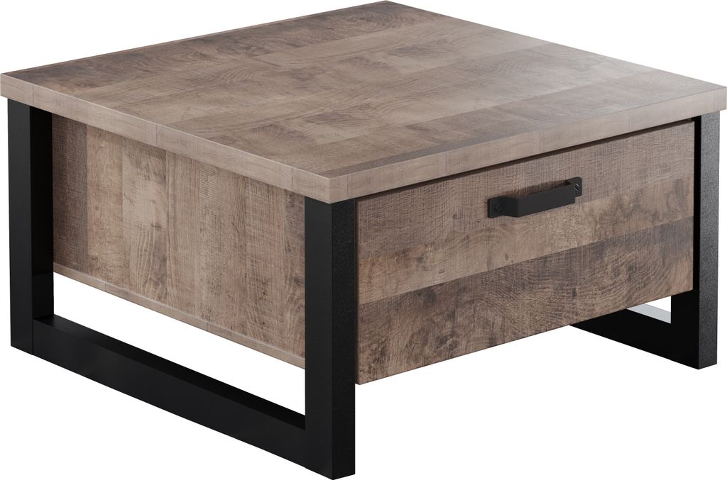 trendteam Emile Couchtisch Tabak Eiche Nachbildung/Schwarz, B/H/T ca. 80/45/80 cm