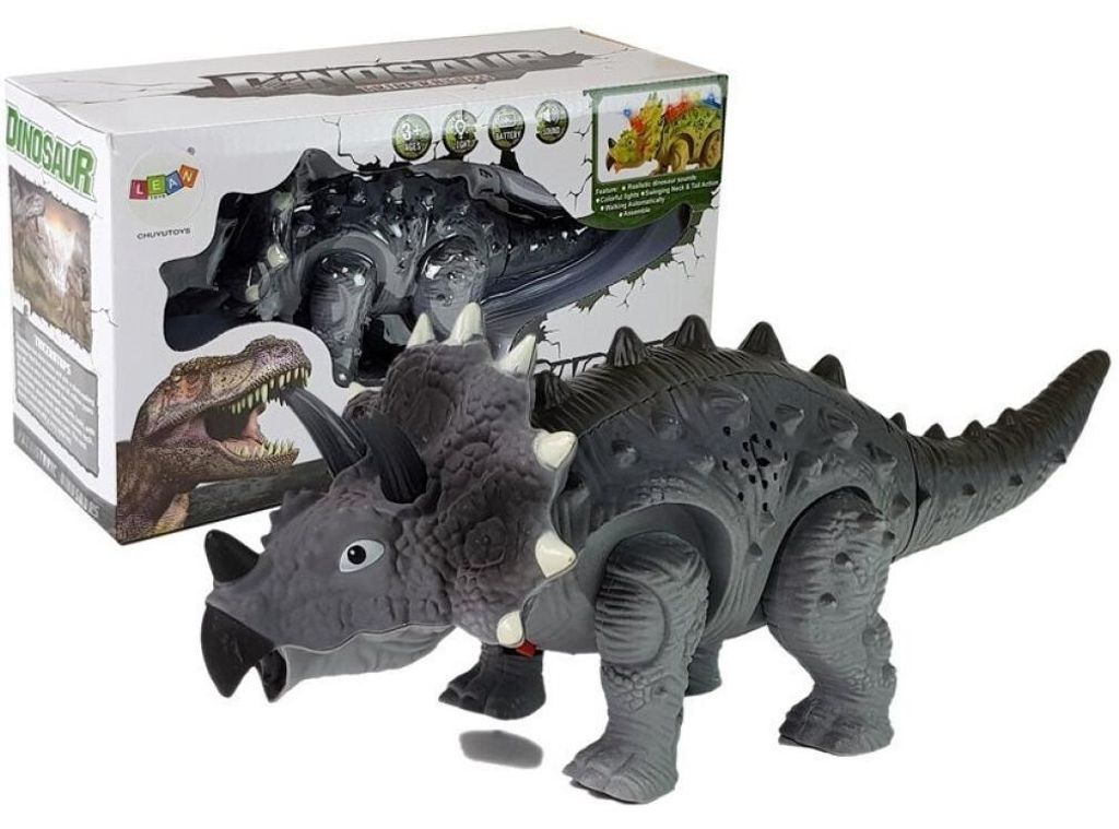 Leantoys Batteriebetriebener Dinosaurier Triceratops Grau