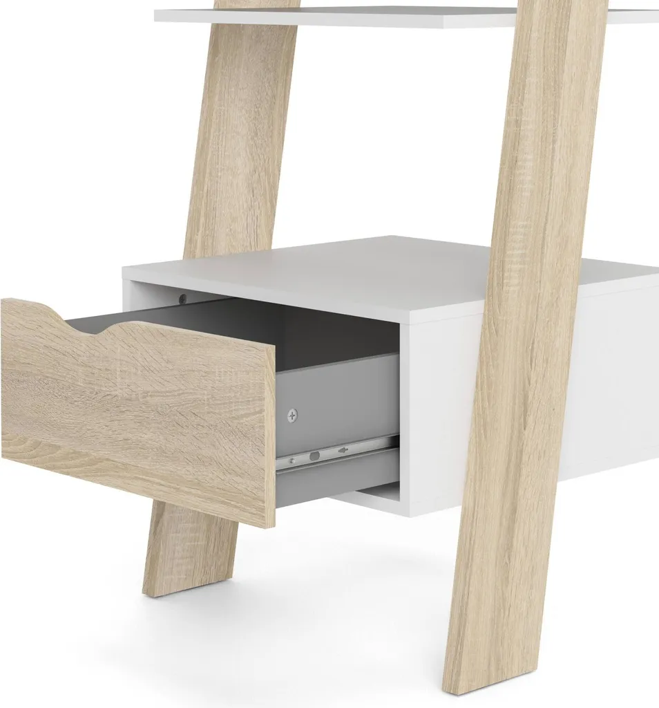 Meuble Bibliothèque Design Scandinave Blanc et Chêne avec Tiroir H180 - 6