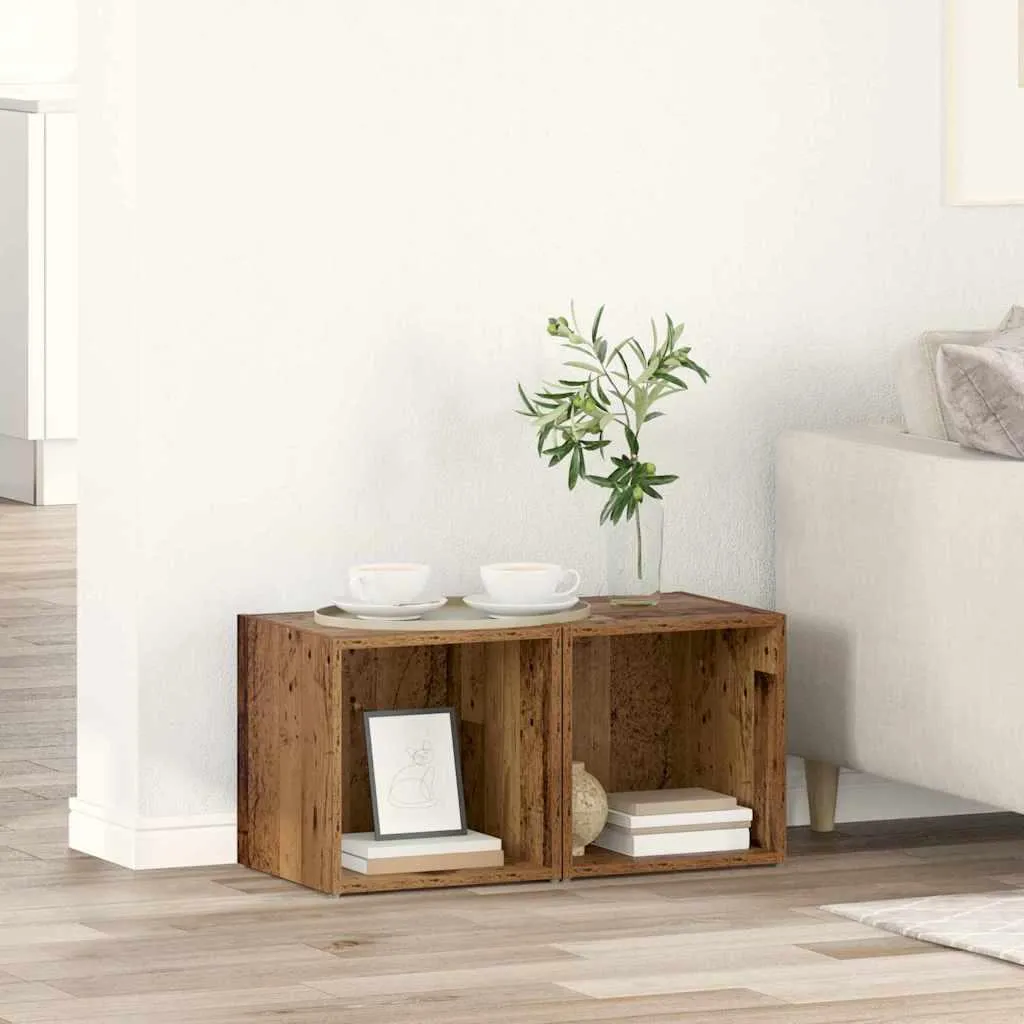 Offerta Set 2 Mobili Porta TV Legno Antico | Arredamento Salvaspazio - 3