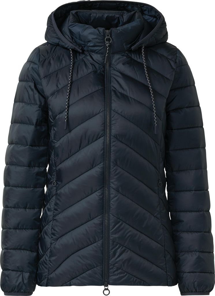 s.Oliver Gesteppte Outdoor Jacke Damen Slim Fit blau mit Kapuze