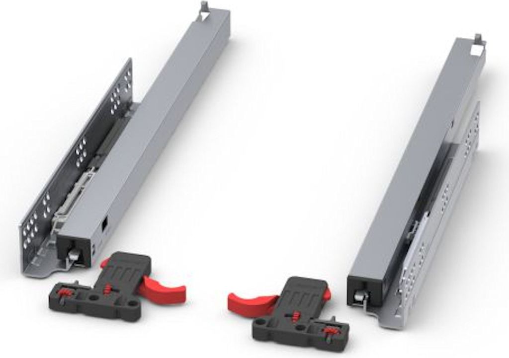1 Paar Smart Slide Vollauszüge UV4-40-K2D-L450-SC für Holzschublade, 40 kg, 450 mm mit Soft-Close und Kupplungen