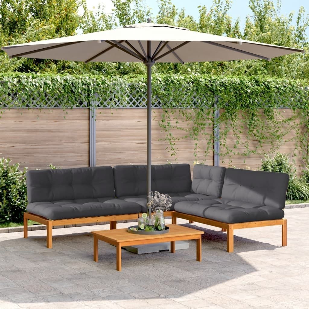Schlichtes 4-tlg. Garten-Sofagarnitur aus Paletten mit Kissen Akazienholz Gartensofas CHY566358