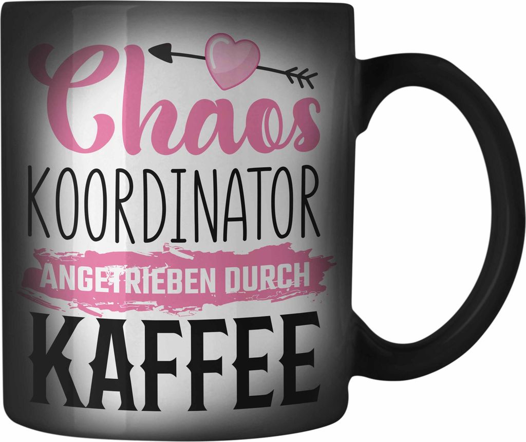 Trendation - Farbwechsel Zauber-Tasse für Chefin Geschenk Chaos Koordinatorin Geschenkidee Lustige Karabiner Farbwechsel Zauber-Tasse Edelstahl Ma...