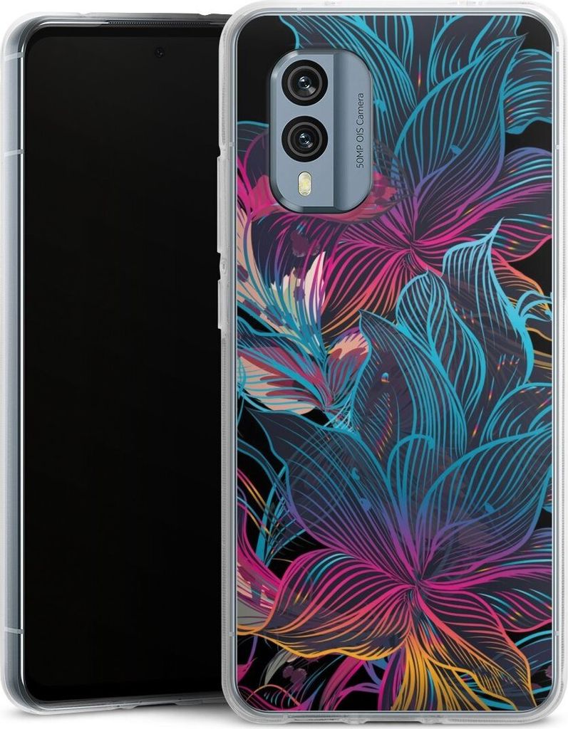 DeinDesign Handyhülle für Nokia X30 Silikon Hülle Case Smartphone Schutzhülle Blumen Neon bunt