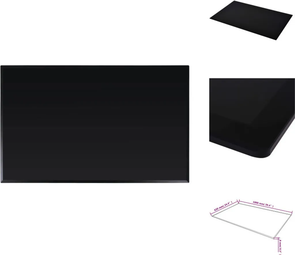 Plateau de table rectangulaire pour salle à manger en verre 100cm