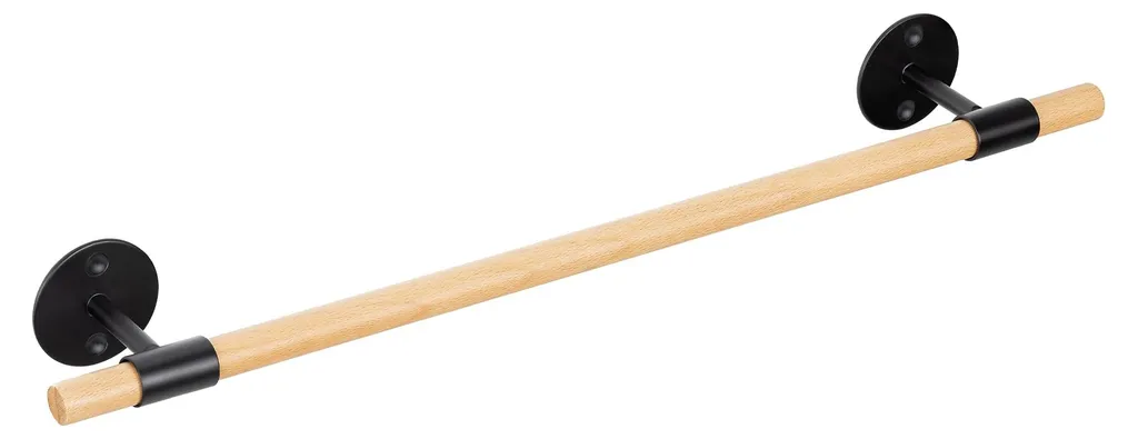 Porte-serviettes en bambou naturel - Barre murale bois 40cm pour salle de bain