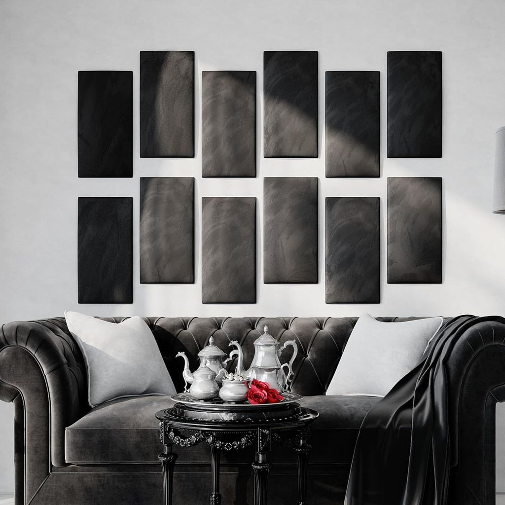 2er-Pack – Weiche Samt-Akustik-Wandkunst-Paneele |Echo-dämpfende, schallabsorbierende und schalldämmende Platten | [2x Rectangle (25x50cm) |Sch...