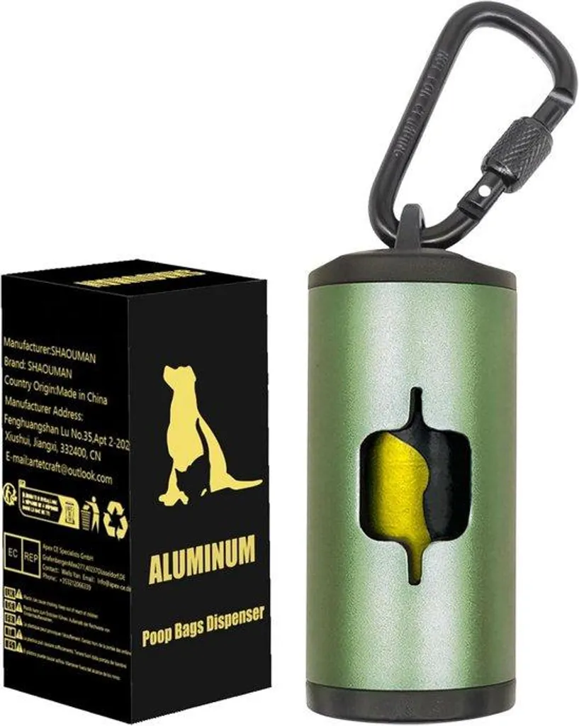 Distributeur de sacs à crottes pour chien aluminium vert forêt résistant