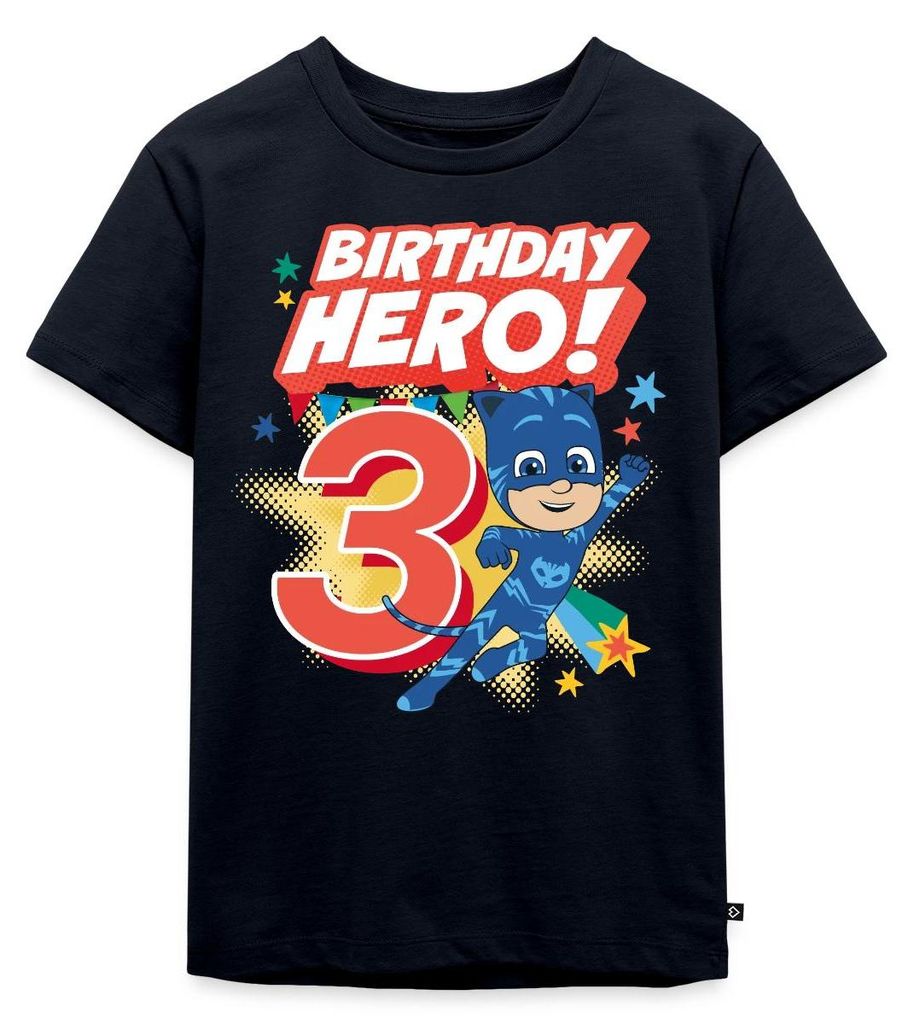 Spreadshirt PJ Masks Catboy Birthday Hero 3. Geburtstag Kinder Premium T-Shirt, 134/140 (8 Jahre), Navy