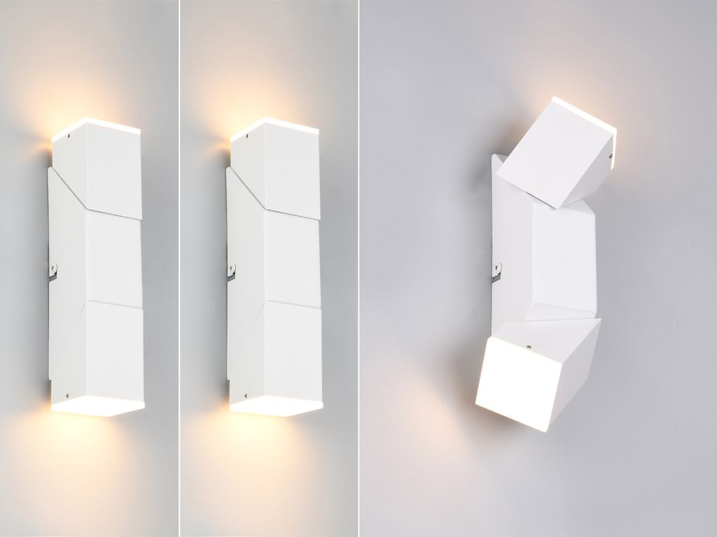 2er SET moderne LED Innen Wandleuchten mit 2 schwenkbaren Lichtquellen, Weiß
