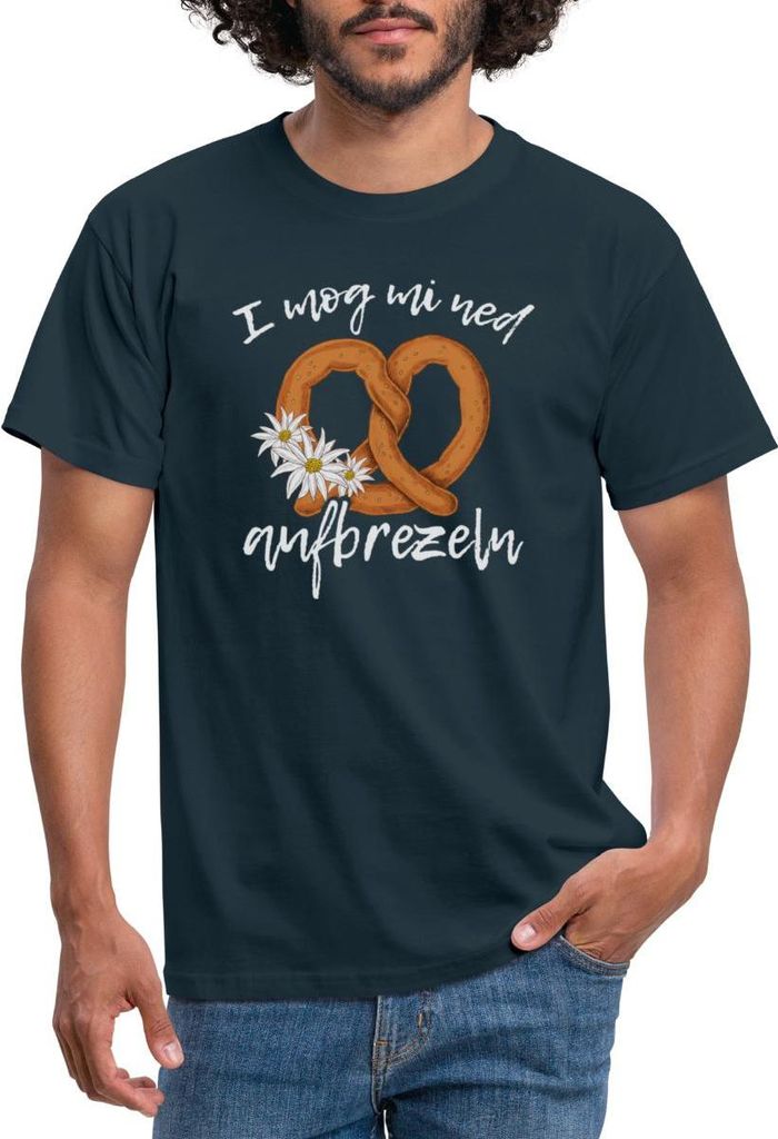 Spreadshirt I Mog Mi Ned Aufbrezeln Wiesn Spruch Männer T-Shirt, 4XL, Navy