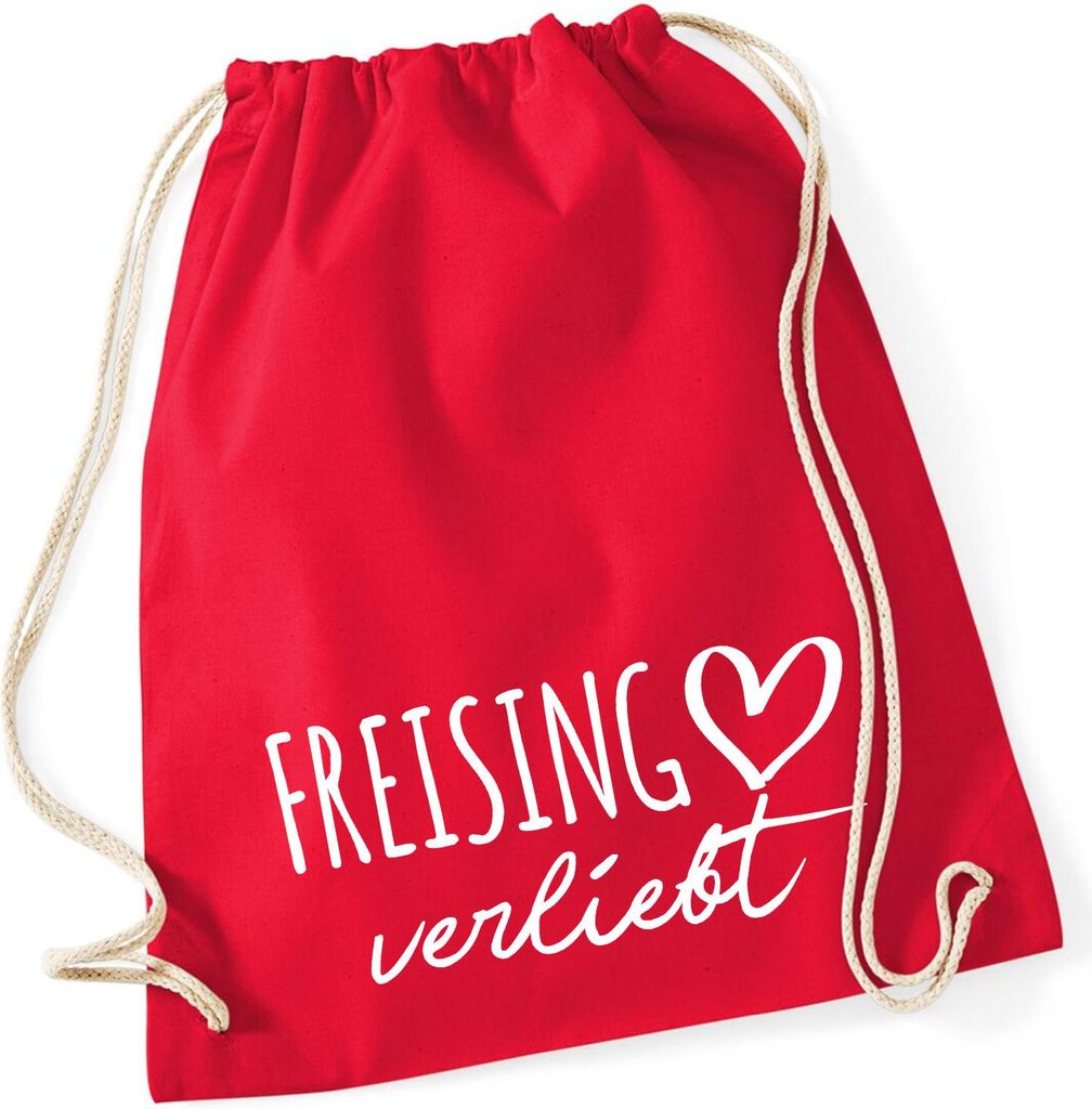 Huuraa Turnbeutel Freising verliebt 12 Liter Classic Red Baumwolle Rucksack Geschenkidee