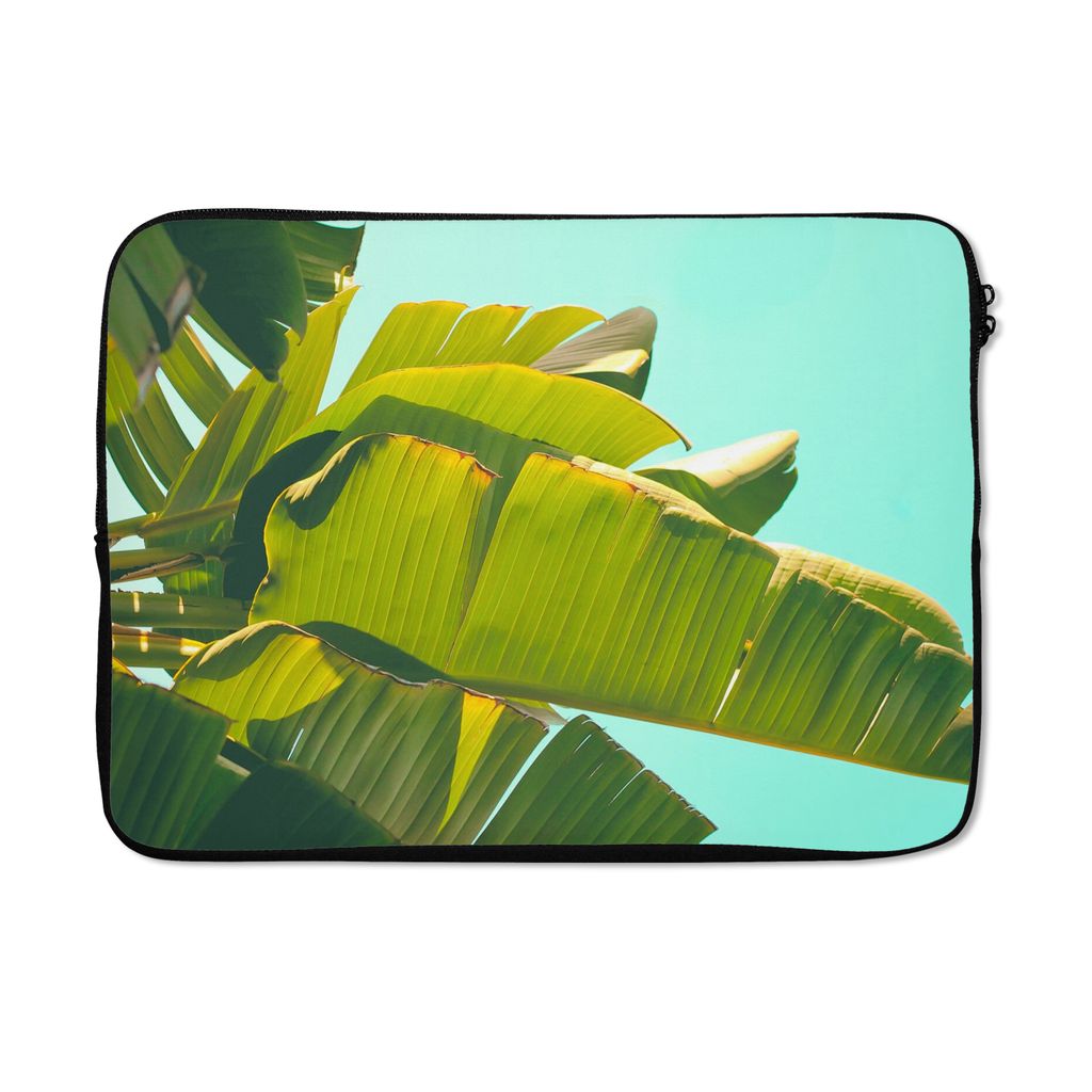MuchoWow Laptop Hülle 14 ZollBananenblatt - Blätter - Tropisch - Sommer Laptoptasche - Laptoptasche - Stoßsicher - Schutzhaube