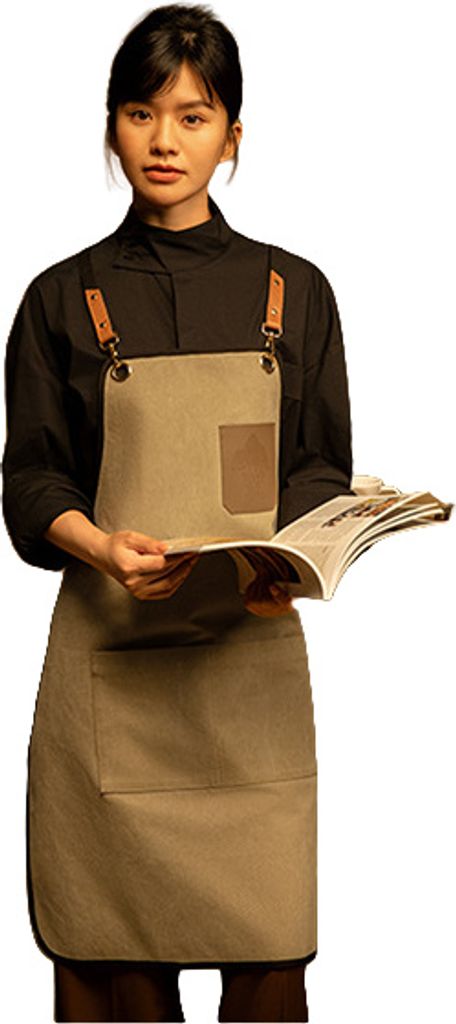 INF Hochwertige Canvas-Schürze für Cafés Braun