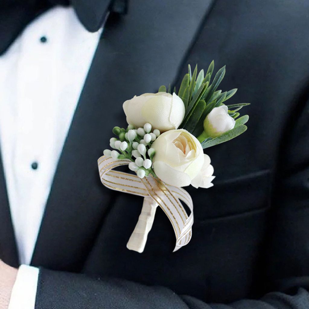 Corsage Brosche hohe Simulation festliche dekorative helle Farbe handgefertigt Bräutigam Bräutigam Boutonniere für Bankett