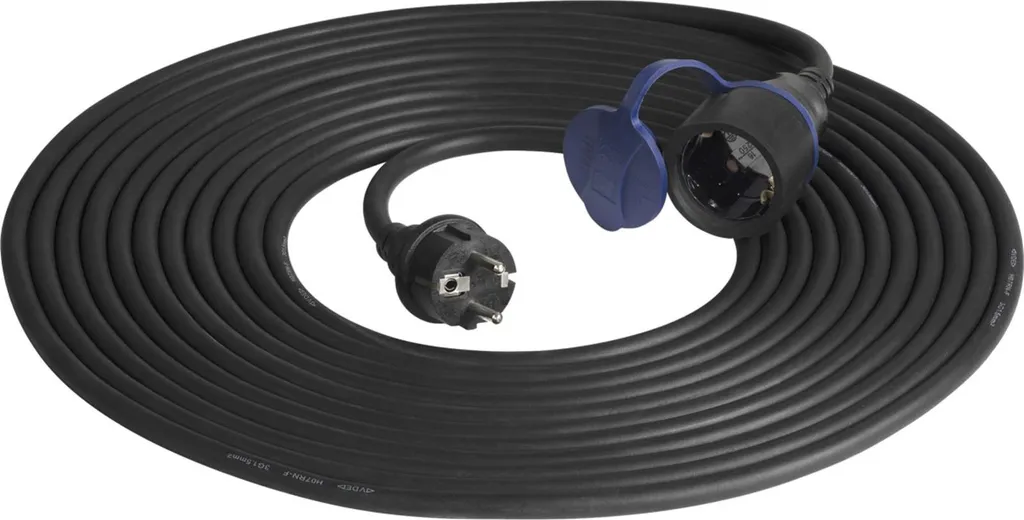Rallonge 10m IP44 pour chantier et garage noir câble secteur robuste