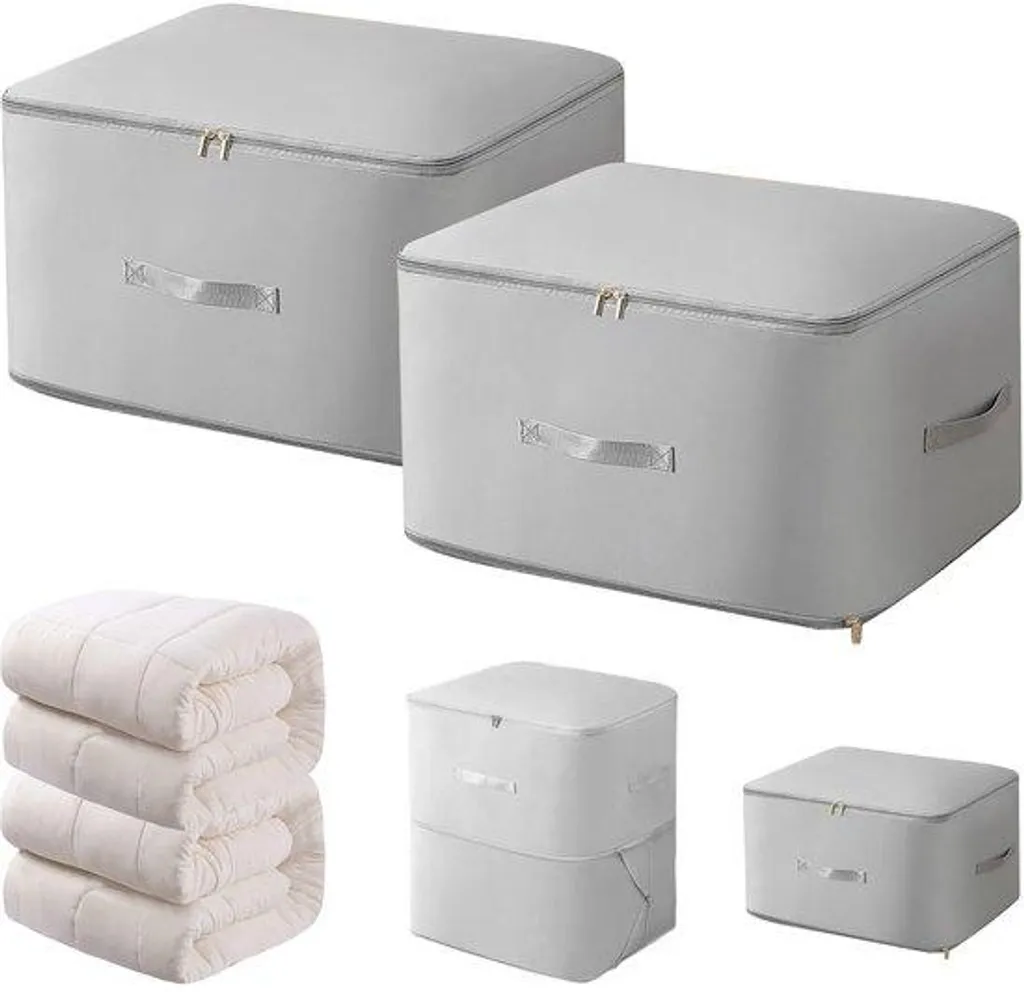 Grande housse de rangement peu encombrante gris 52x42x60 cm pour habits