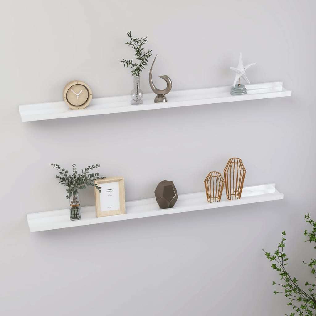 vidaXL Wandregale 2 Stk. Hochglanz-Weiß 100x9x3 cm Produktbild 