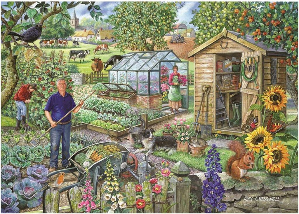 House of Puzzles Puzzle At The Allotment 500 XL Teile Blumen Motiv