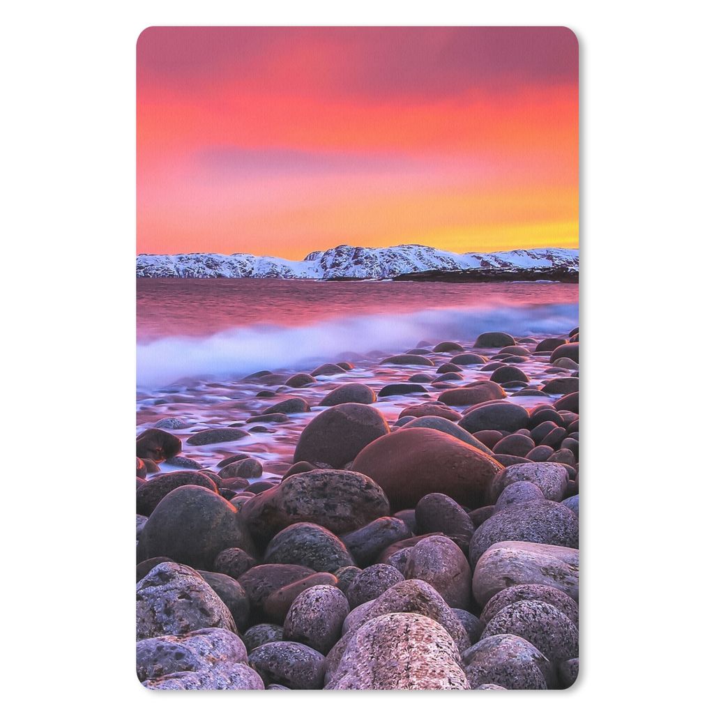 MuchoWow Mauspad Mousepad Sonne - Steine - Schnee - Landschaft - Wasser 18x27 cm - Mousepads - Maus Mat - Pad - Mausunterlage
