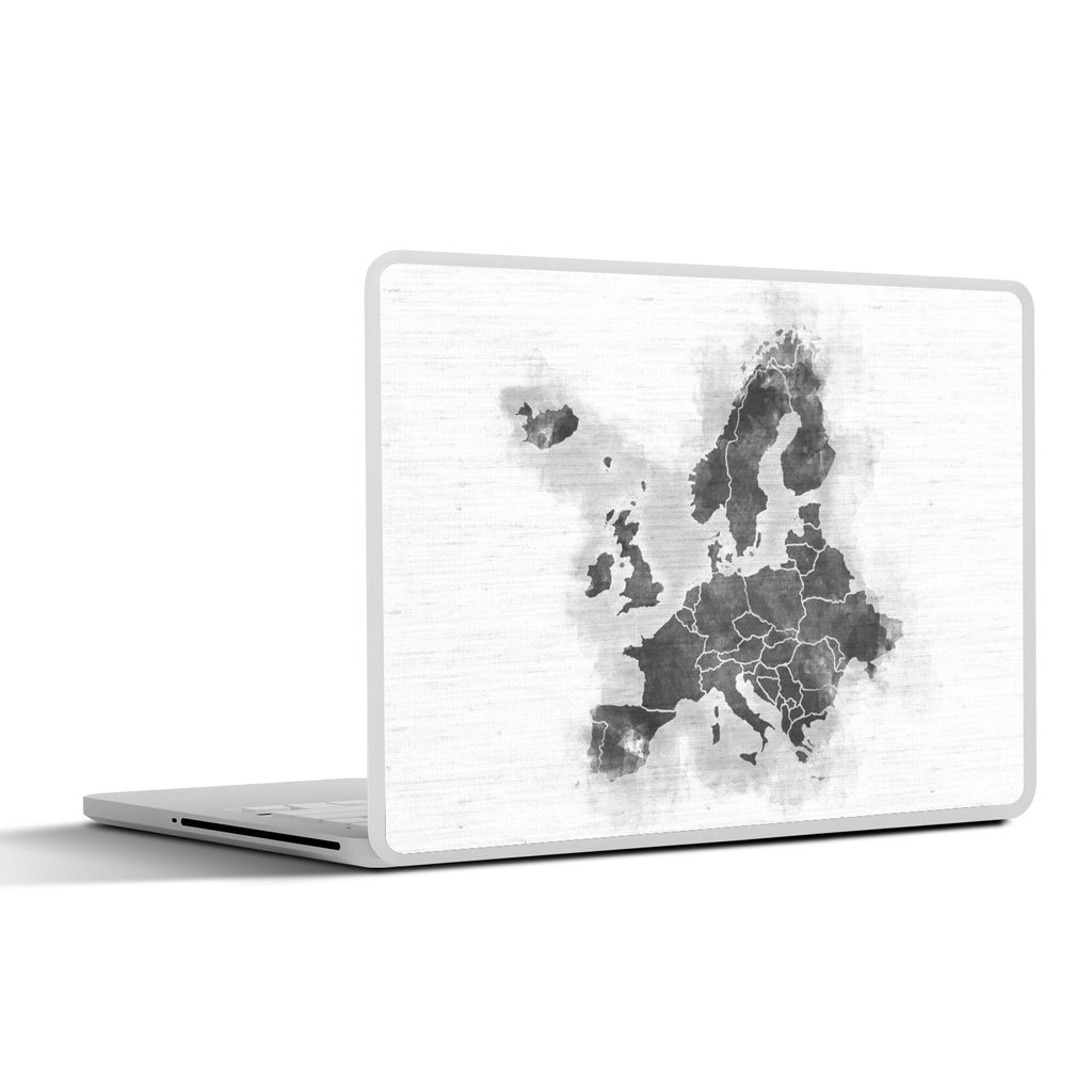 MuchoWow Laptop Aufkleber Sticker Cover Europa-Karte mit einzigartigem Hintergrund - schwarz und weiß 36.5x27.5 cm - Laptop-Sticker