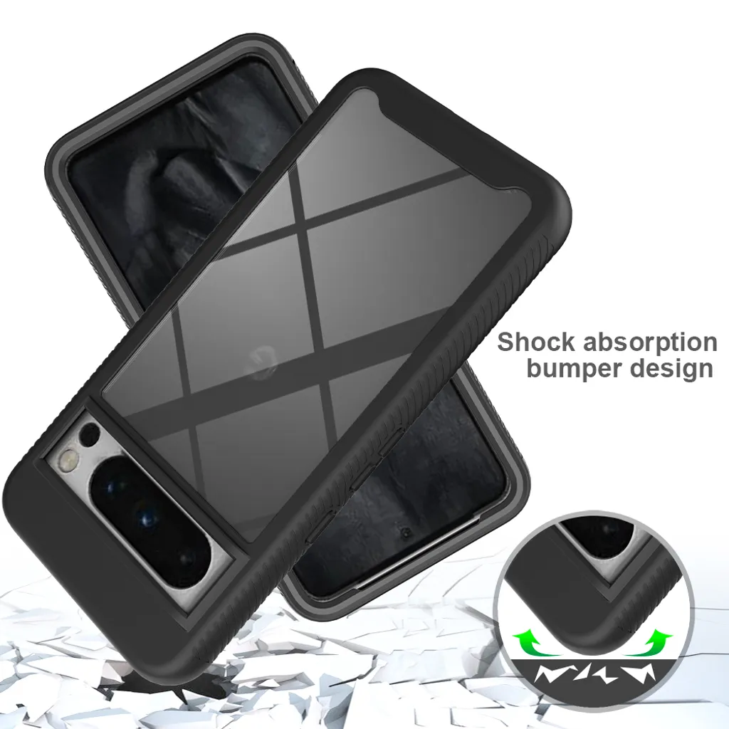 Custodia Protettiva Pixel 8 Pro Trasparente | Bumper Blu Navy Robusto - 5
