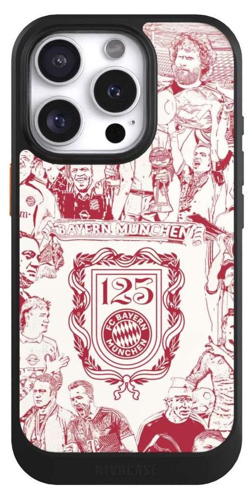 NIVOCASE Hülle für Apple iPhone 16 Pro Handyhülle NIVOcore Case Schwarz FC Bayern München Offizielles Lizenzprodukt FCB 125 Jahre