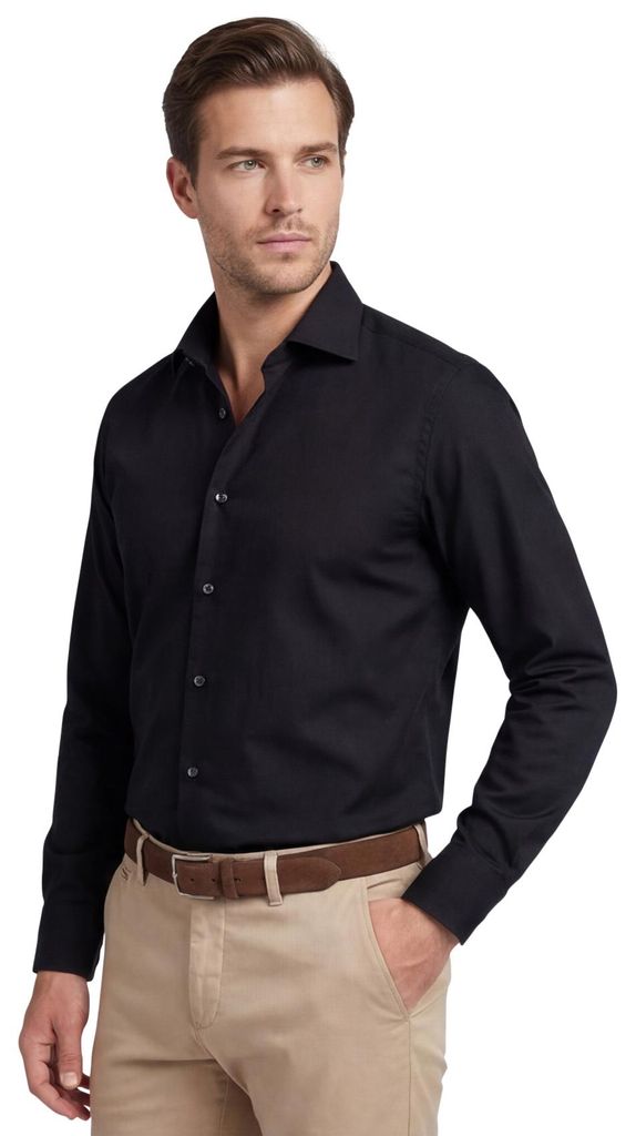 Ledub slim fit overhemd, zwart