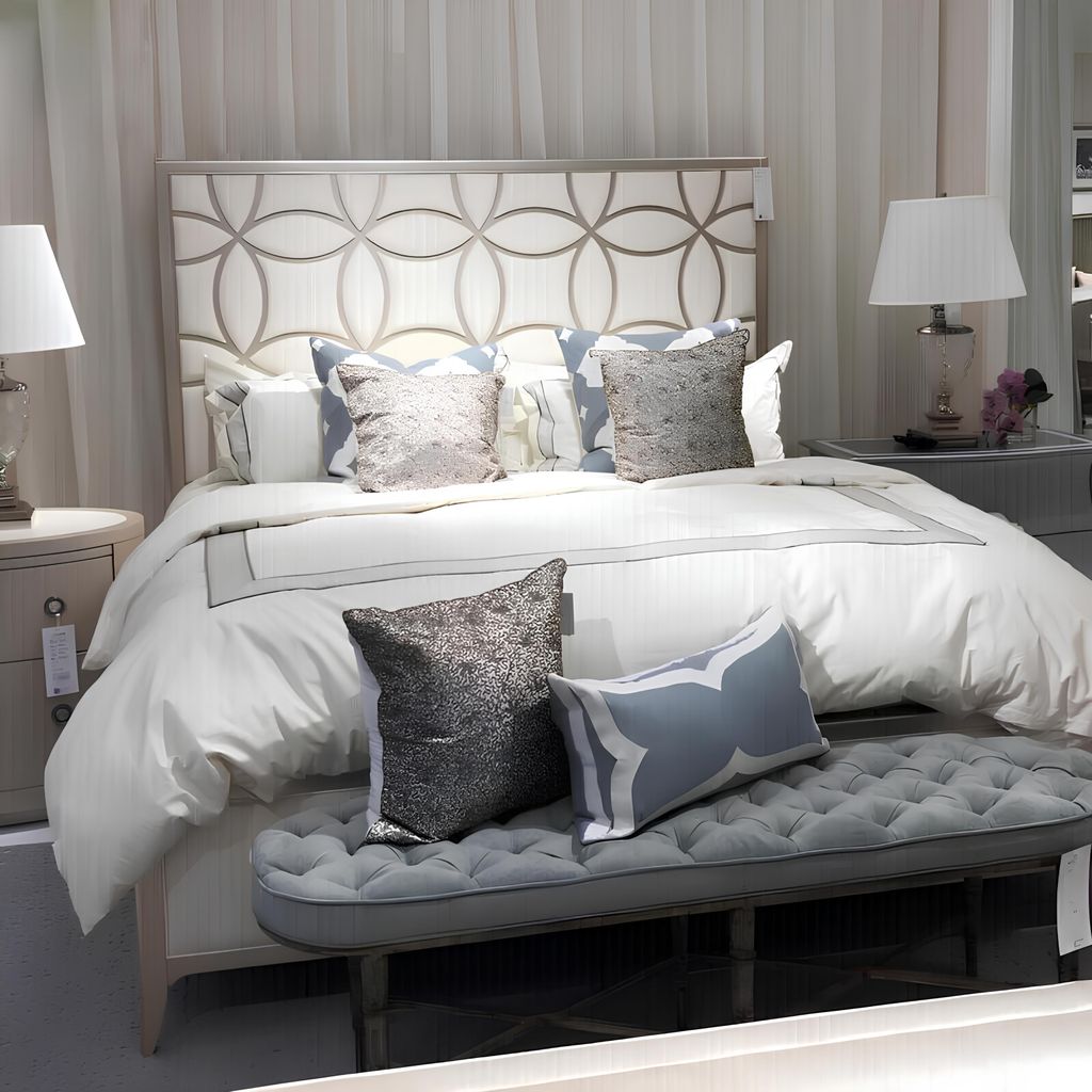 Bett Klassisch Polsterbett Luxus Doppel Schlafzimmer Holz Textil Betten 180x200