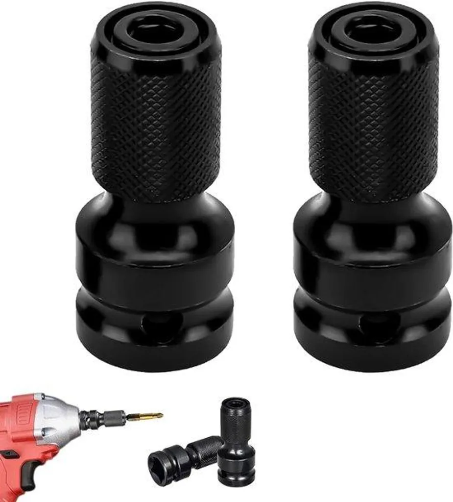 Adaptateur pour douilles 1/2 sur visseuse 1/4 hexagonal - Set de 2 pièces