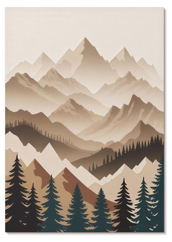 POSTER - 42x59 cm (A2) - Baobab - Berge und Bäume, Harmonie der Natur, ruhige Schatten - Wandbild für Wohnzimmer Schlafzimmer & Flur, Modernes Po...
