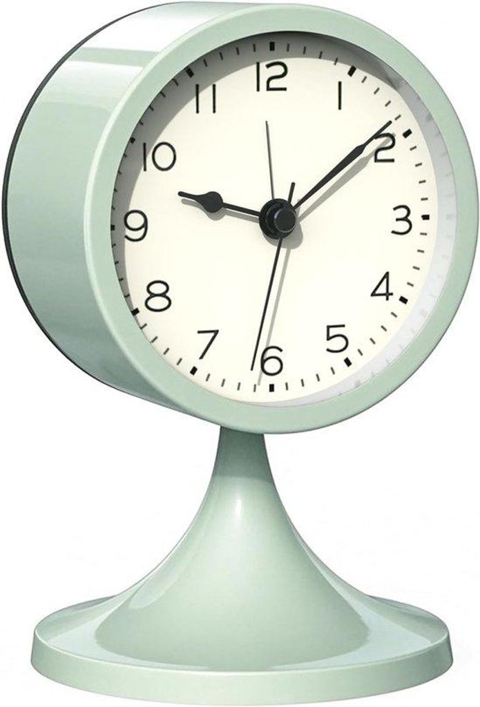 Kleine retro metalen batterijwekker met licht, 3 inch, groen, voor slaapkamer, woonkamer