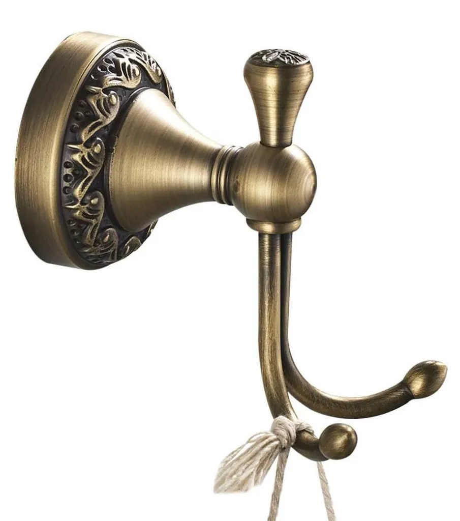 Porte-serviettes mural style cottage en laiton vieilli pour salle de bain