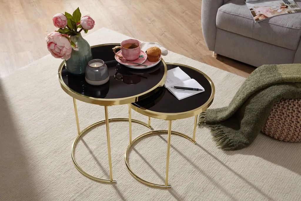 Table d'appoint noir et or chic en métal modèle CORA premium - 5