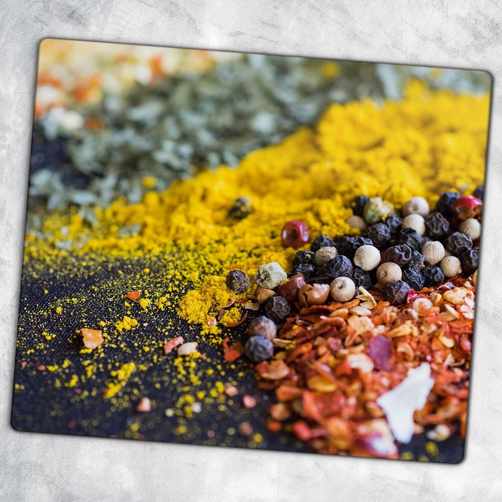 Glas-Herdabdeckplatten Glaskeramikkochfeld-Abdeckung Spritzschutz Glas 60 cm x 52 cm - Pfeffer Kurkuma Gewürze