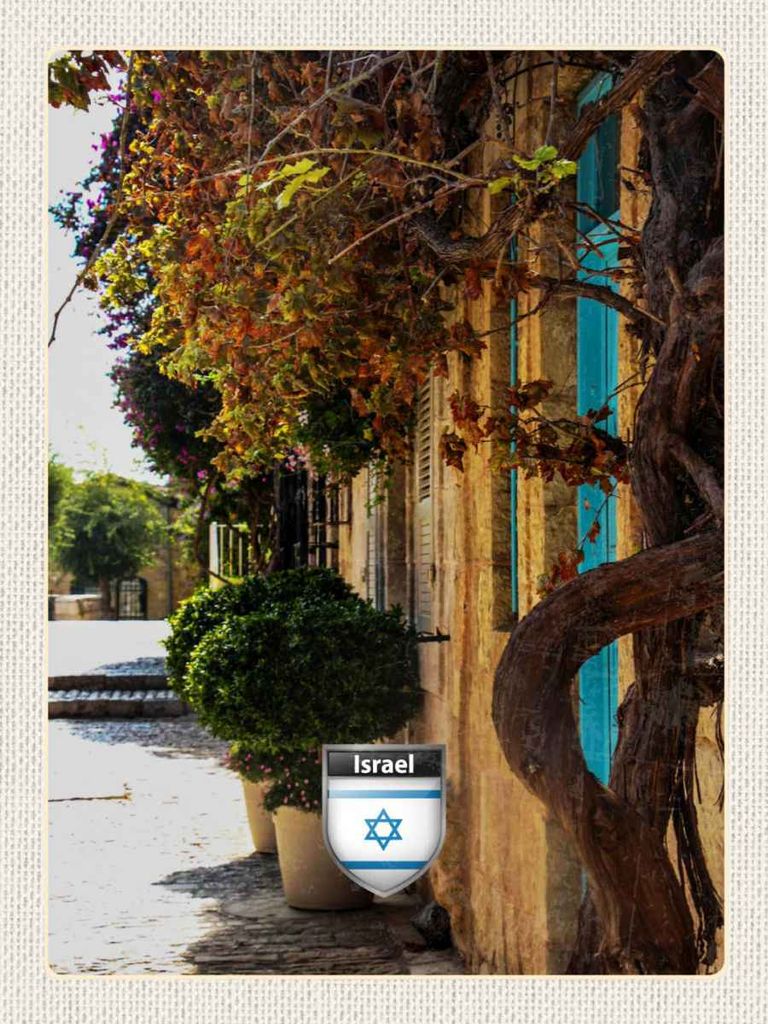 vianmo Holzschild 40x30 cm Israel Stadt Pflanzen Bildmotiv Reisemotiv Dekoration
