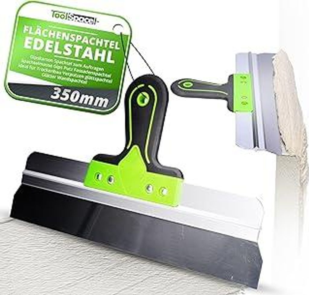 ToolSpace Flächenspachtel Edelstahl Breitspachtel 350 mm Trockenbau Spachtel Gipskarton zum Auftragen Spachtelmasse Gips Putz Fassadenspachtel ide...
