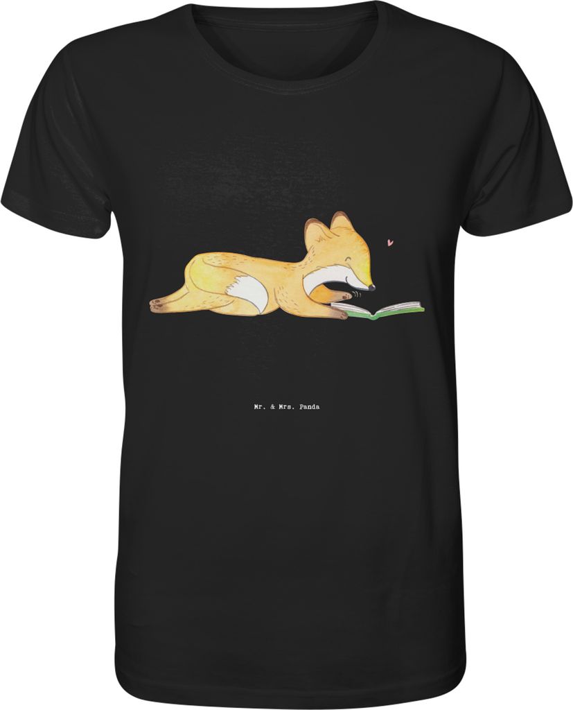 Mr. & Mrs. Panda Tshirt Fuchs Lesen Größe M - Schwarz - Geschenk, Bücher, Jersey-Shirt, T-Shirt, Herren, Shirt, Bücherwurm
