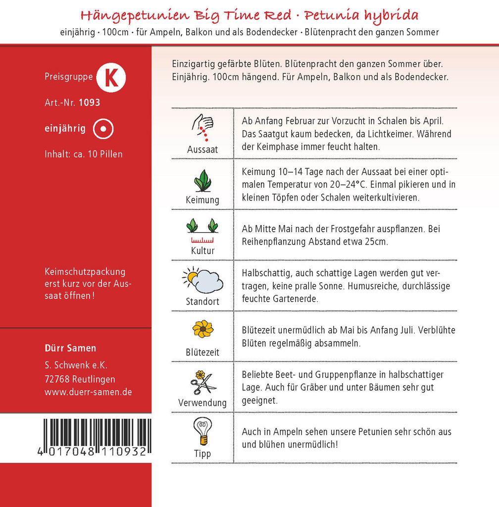 Dürr-Samen - Petunien Big Time Red einjährig 100 cm - Produktbild 2